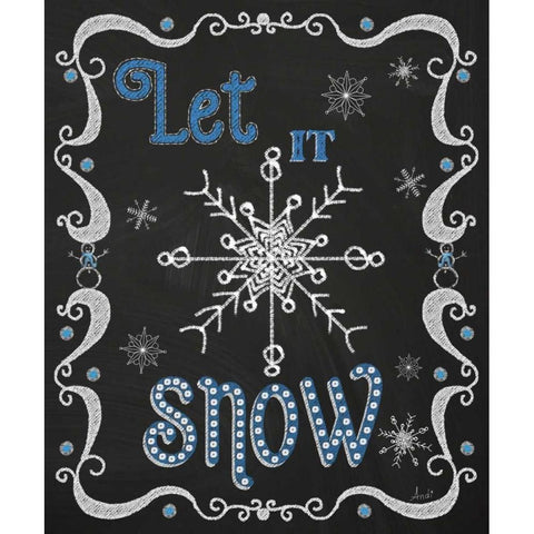 Christmas Night Chalk I Black Modern Wood Framed Art Print with Double Matting by Metz, Andi