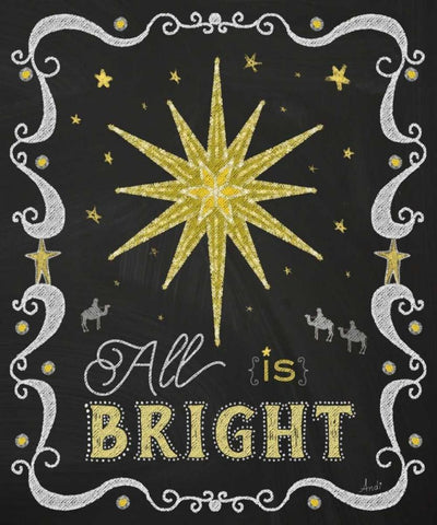 Christmas Night Chalk II White Modern Wood Framed Art Print with Double Matting by Metz, Andi