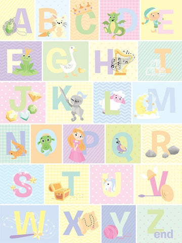 Fairy Tale Alphabet (pastel) White Modern Wood Framed Art Print with Double Matting by Josefina