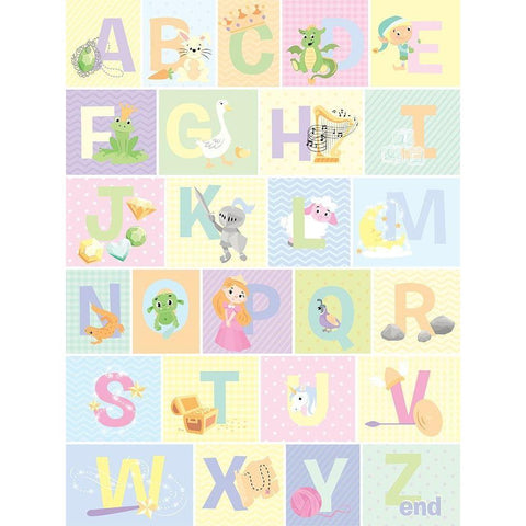 Fairy Tale Alphabet (pastel) Gold Ornate Wood Framed Art Print with Double Matting by Josefina