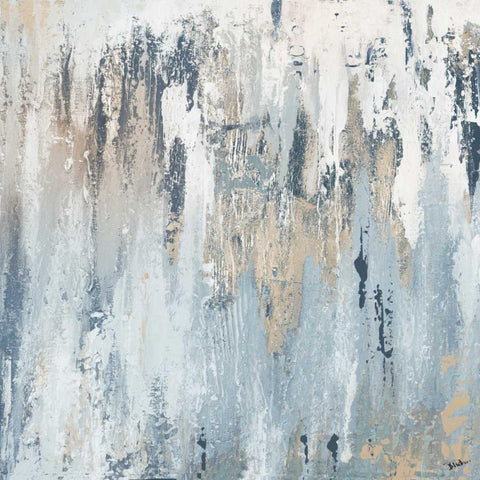 Blue Illusion Suare I Black Modern Wood Framed Art Print with Double Matting by Pinto, Patricia