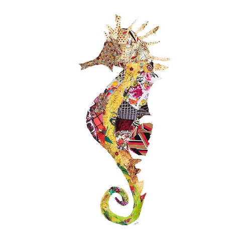 LaniKai Seahorse on White Gold Ornate Wood Framed Art Print with Double Matting by Ritter, Gina