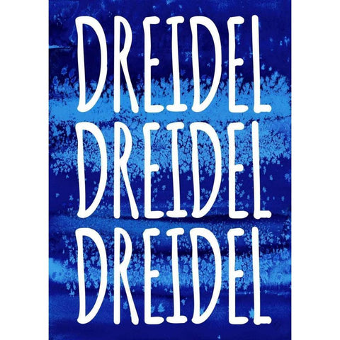 Dreidel Blue Chant White Modern Wood Framed Art Print by Loreth, Lanie