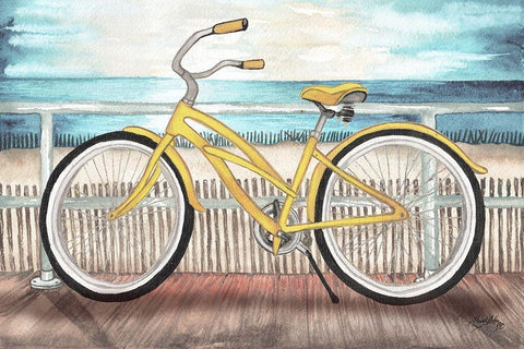 Coastal Bike Rides Black Ornate Wood Framed Art Print with Double Matting by Medley, Elizabeth