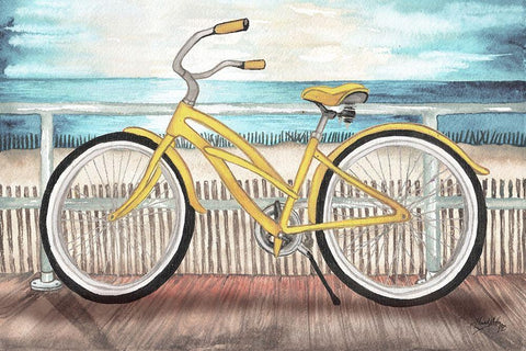 Coastal Bike Rides White Modern Wood Framed Art Print with Double Matting by Medley, Elizabeth