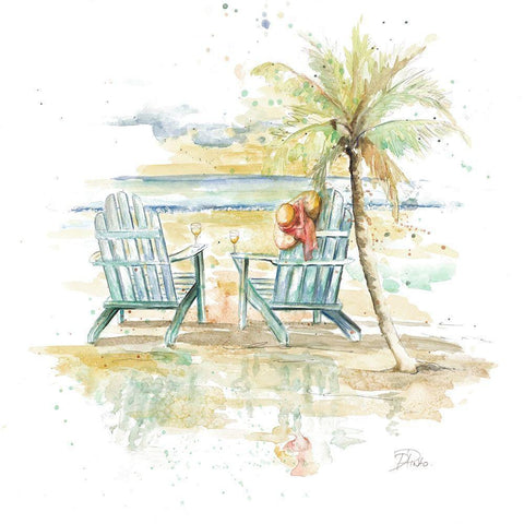 Happy Place I Black Ornate Wood Framed Art Print with Double Matting by Pinto, Patricia