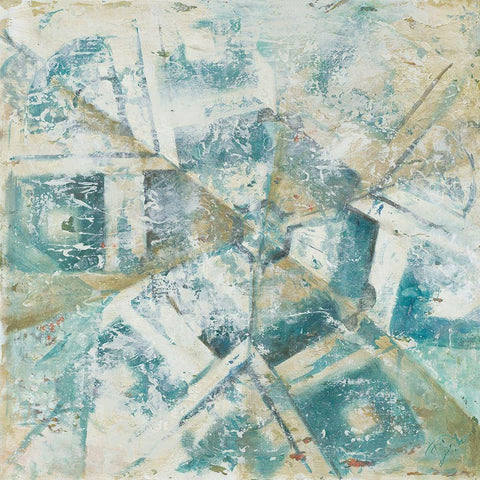 Beach Umbrella Abstract II Black Ornate Wood Framed Art Print with Double Matting by Pinto, Patricia