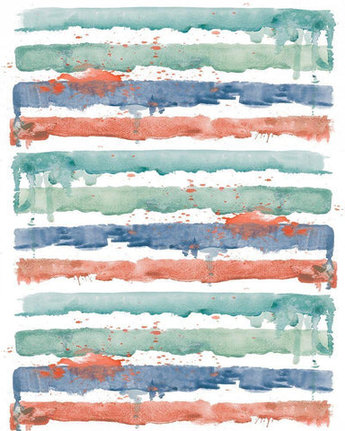 Fashion Watercolor Stripes Black Ornate Wood Framed Art Print with Double Matting by Pinto, Patricia