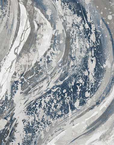 Blue Wave White Modern Wood Framed Art Print with Double Matting by Pinto, Patricia