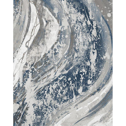 Blue Wave Black Modern Wood Framed Art Print by Pinto, Patricia