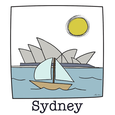 Travel The World Sydney White Modern Wood Framed Art Print with Double Matting by Edwins, Hugo