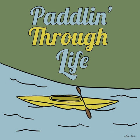 Paddlin Through Life White Modern Wood Framed Art Print with Double Matting by Edwins, Hugo