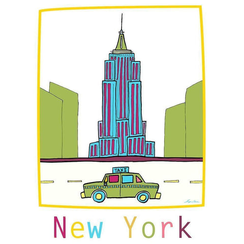 New York III Black Modern Wood Framed Art Print with Double Matting by Edwins, Hugo