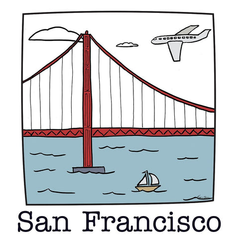 Travel the World San Francisco White Modern Wood Framed Art Print with Double Matting by Edwins, Hugo