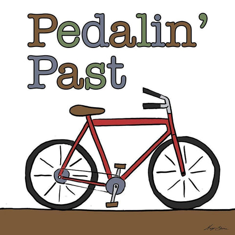 Pedalin Past Black Modern Wood Framed Art Print with Double Matting by Edwins, Hugo