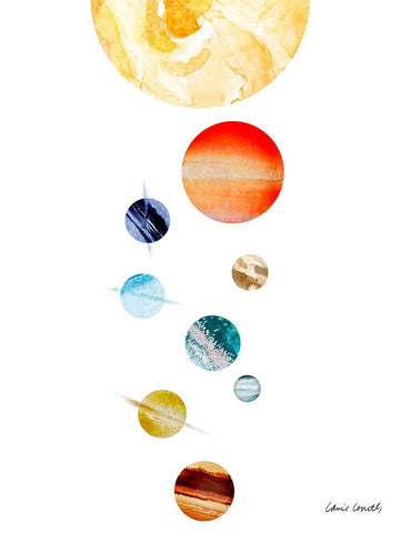 Collection Of Planets White Modern Wood Framed Art Print with Double Matting by Loreth, Lanie