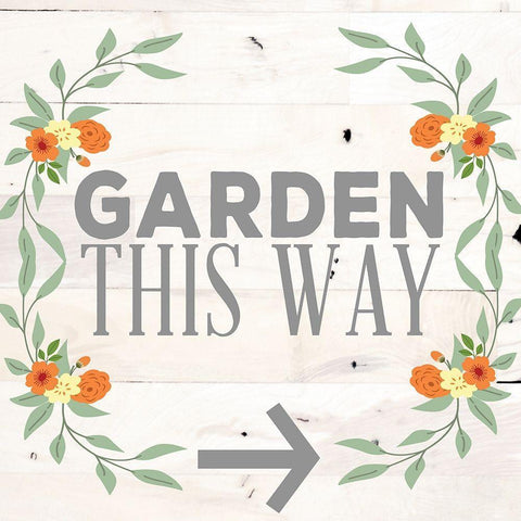 Garden This Way White Modern Wood Framed Art Print by SD Graphics Studio