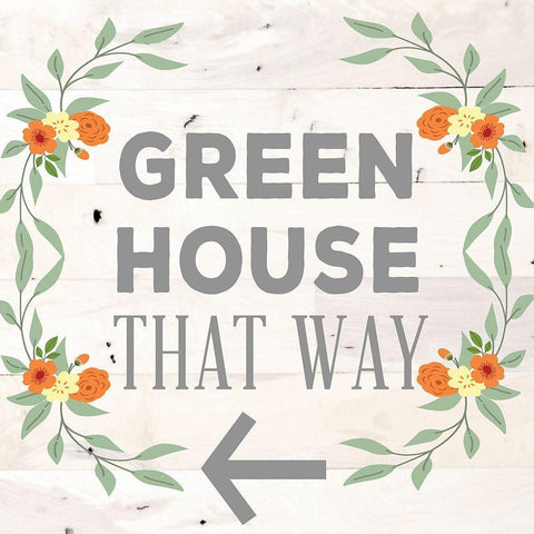Green House That Way White Modern Wood Framed Art Print with Double Matting by SD Graphics Studio