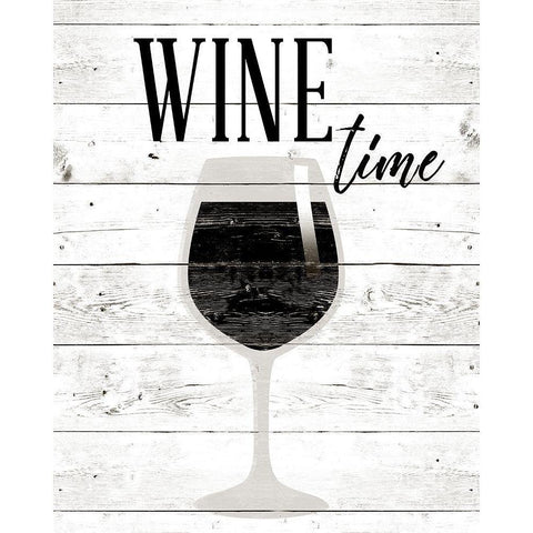 Wine Time White Modern Wood Framed Art Print by SD Graphics Studio