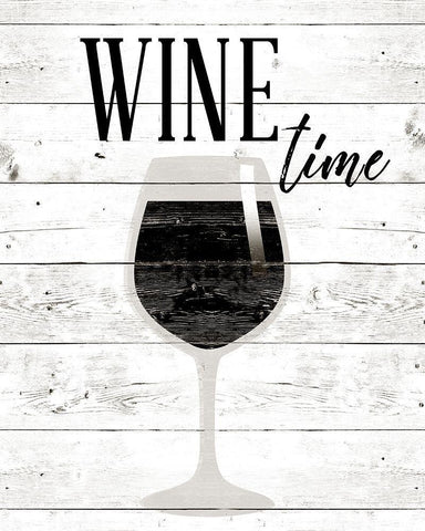 Wine Time Black Ornate Wood Framed Art Print with Double Matting by SD Graphics Studio