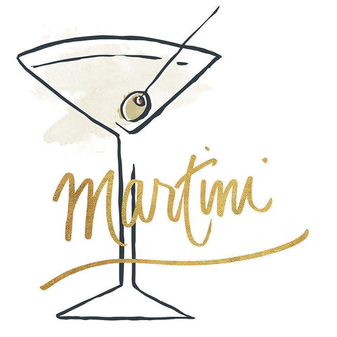 Martini Black Modern Wood Framed Art Print with Double Matting by SD Graphics Studio