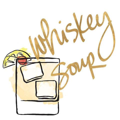 Whiskey Sour White Modern Wood Framed Art Print with Double Matting by SD Graphics Studio