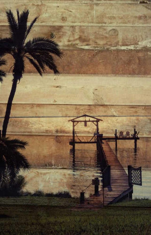 Dockside Wood Black Ornate Wood Framed Art Print with Double Matting by Peck, Gail