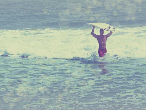 Surfer White Modern Wood Framed Art Print with Double Matting by Peck, Gail