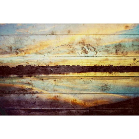 Sunset Lake Wood Black Modern Wood Framed Art Print with Double Matting by Peck, Gail