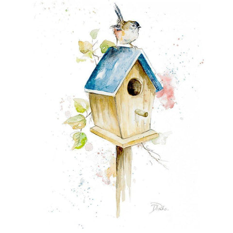 Bird House I Gold Ornate Wood Framed Art Print with Double Matting by Pinto, Patricia