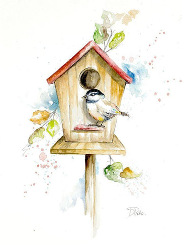 Bird House II Black Ornate Wood Framed Art Print with Double Matting by Pinto, Patricia