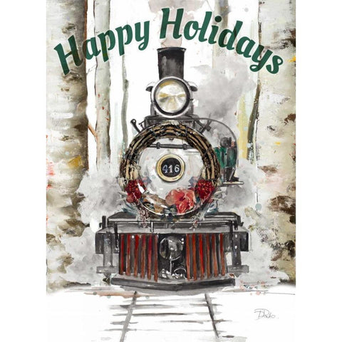 Happy Holiday Trails Black Modern Wood Framed Art Print with Double Matting by Pinto, Patricia