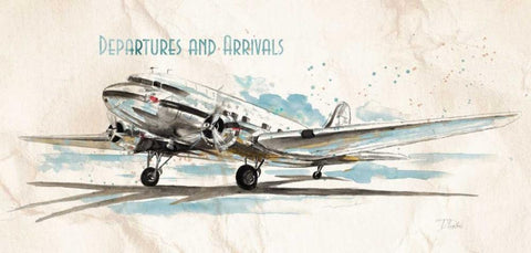 Departures and Arrivals Black Ornate Wood Framed Art Print with Double Matting by Pinto, Patricia