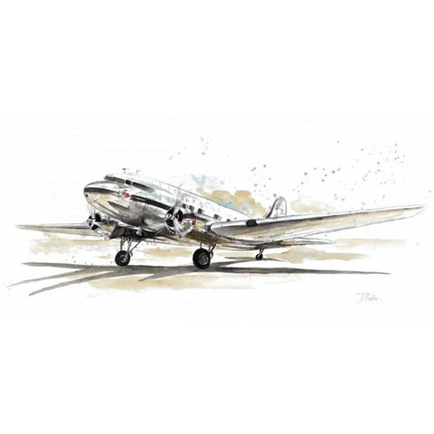 DC3 Airplane Black Modern Wood Framed Art Print with Double Matting by Pinto, Patricia