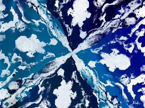 Blue Starburst Black Ornate Wood Framed Art Print with Double Matting by Pinto, Patricia