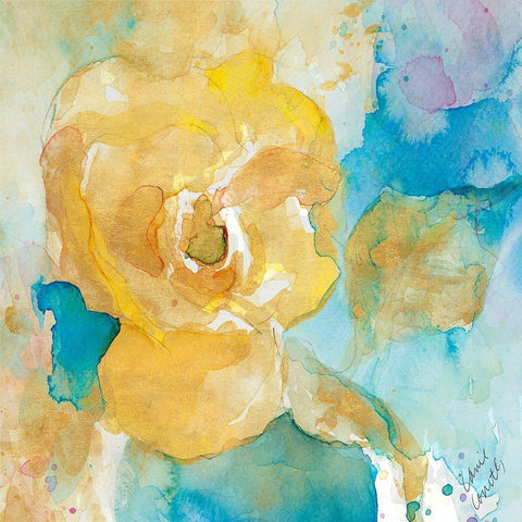 Abstract Vase of Flowers Square Gold Ornate Wood Framed Art Print with Double Matting by Loreth, Lanie