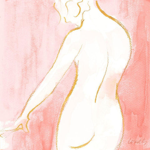 Female Watercolor Figure on Rose Black Modern Wood Framed Art Print with Double Matting by Loreth, Lanie