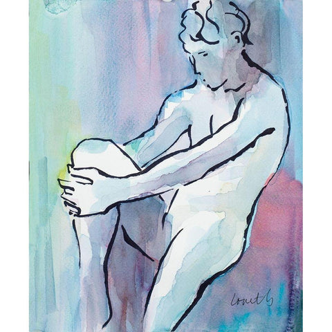 Seated Male Figure White Modern Wood Framed Art Print by Loreth, Lanie