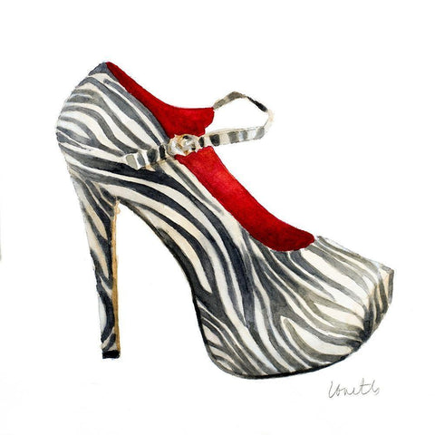 Animal Print Stiletto White Modern Wood Framed Art Print with Double Matting by Loreth, Lanie