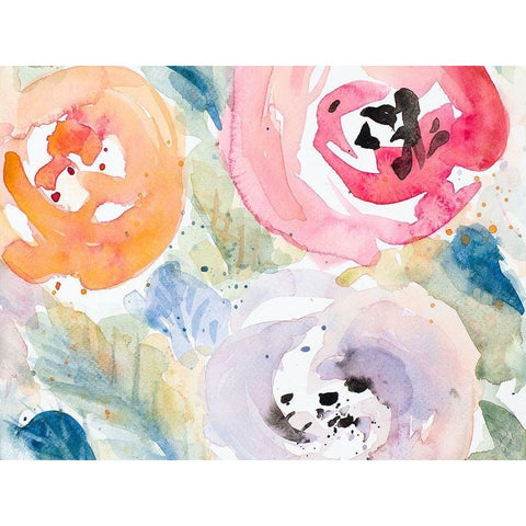 Blooms Abound Rectangle Black Modern Wood Framed Art Print with Double Matting by Loreth, Lanie