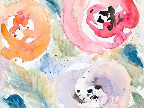 Blooms Abound Rectangle Black Ornate Wood Framed Art Print with Double Matting by Loreth, Lanie