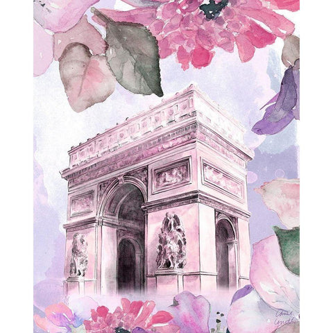 Parisian Blossoms II Gold Ornate Wood Framed Art Print with Double Matting by Loreth, Lanie