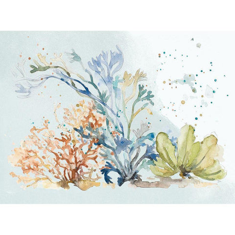 Under The Sea Plants White Modern Wood Framed Art Print by Pinto, Patricia