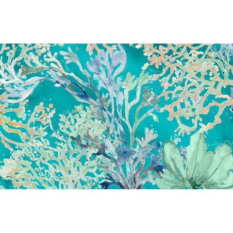Under the Sea Plants Blue White Modern Wood Framed Art Print by Pinto, Patricia