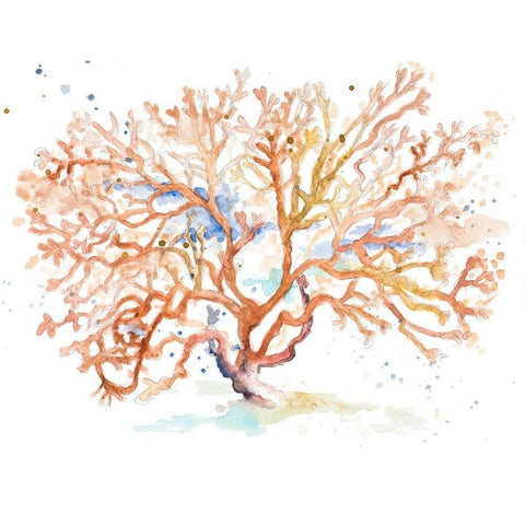 Peach Coral White Modern Wood Framed Art Print by Pinto, Patricia