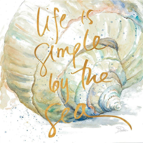 Life is Simple by the Sea Gold Ornate Wood Framed Art Print with Double Matting by Pinto, Patricia