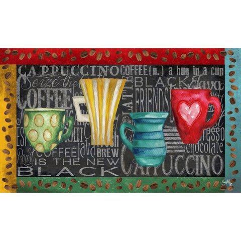 Coffee of the Day Black Modern Wood Framed Art Print with Double Matting by Medley, Elizabeth