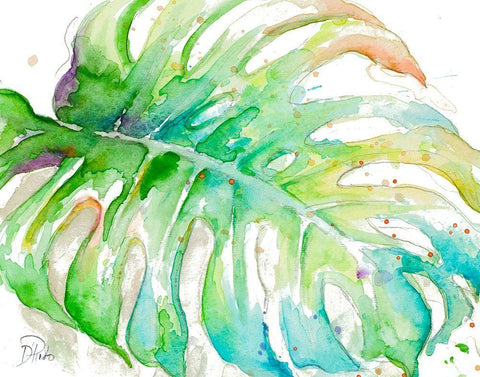 Zoomed Tropical Monstera Black Ornate Wood Framed Art Print with Double Matting by Pinto, Patricia