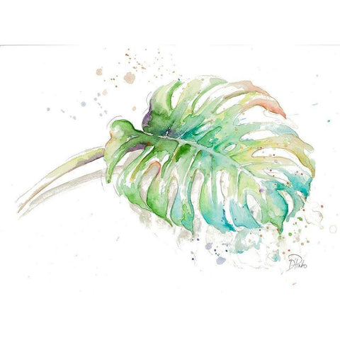 Tropical Monstera Black Modern Wood Framed Art Print with Double Matting by Pinto, Patricia