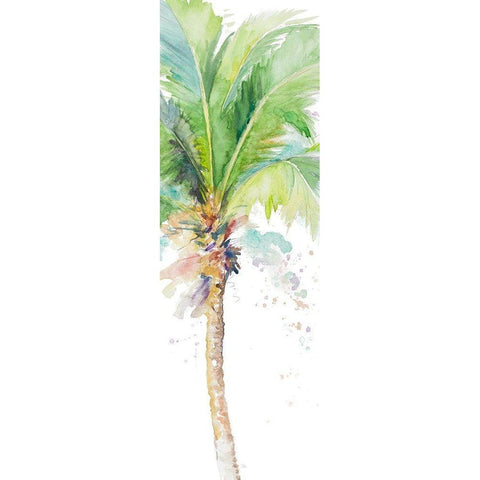 Watercolor Coconut Palm Panel Gold Ornate Wood Framed Art Print with Double Matting by Pinto, Patricia